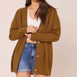SHEIN Drop Shoulder Button Up Solid Cardigan